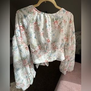 MOTF SHEIN spring floral puff sleeve blouse